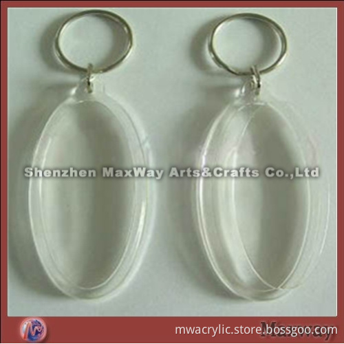 Ellipsoidal clear acrylic/lucite key chain/key ring